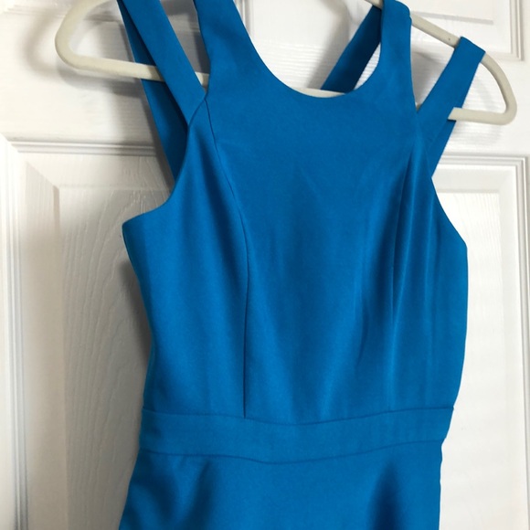 Lulu's Blue Criss Cross Back Fit and Flare dress - Picture 2 of 4